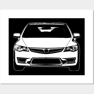 White Civic FD2 Sketch Art Posters and Art